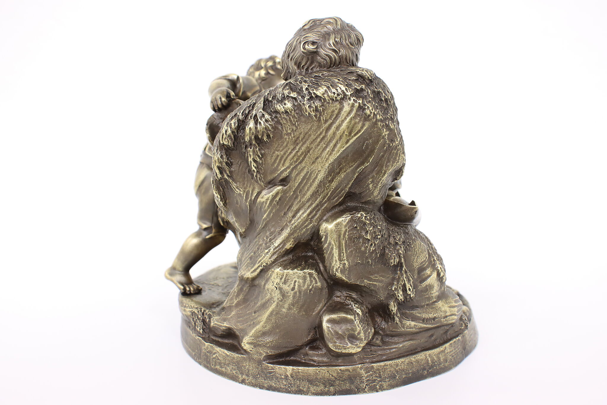 Boy Fishing with Dog Bronze Sculpture-54H — AllSculptures