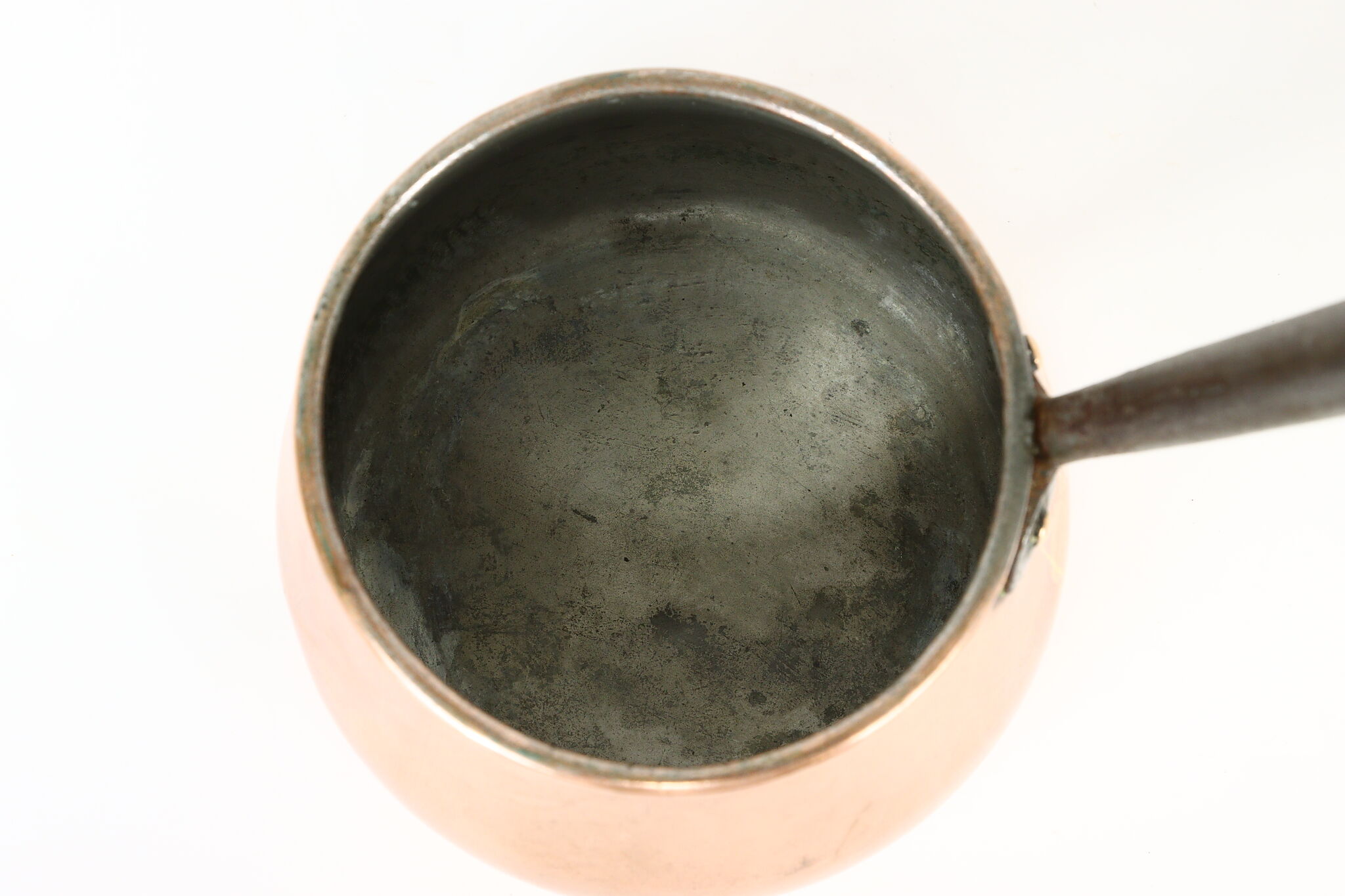Vintage Copper Sauce Pan  Country Kitchen .. Pot With Long Handle ..  Urban Farmhouse Decor .. Primitive Lodge Cookware 