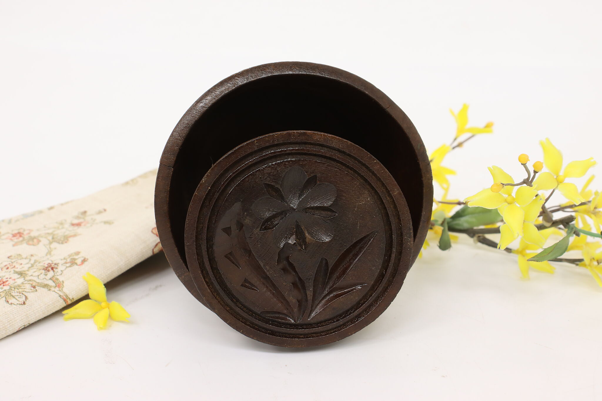 Antique Vintage Wood Butter Mold Wheat Pattern