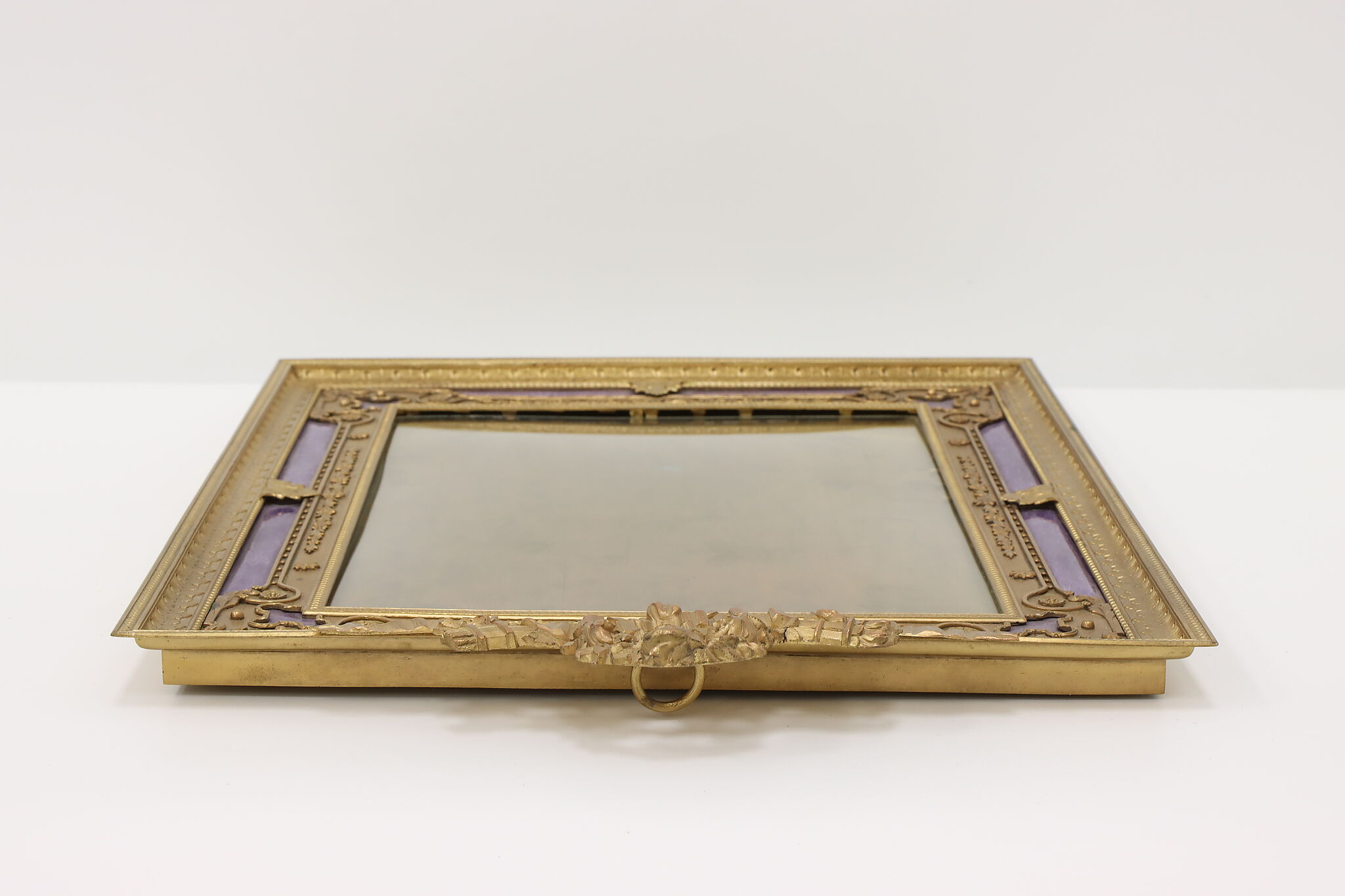 Antique French Gilt Bronze Brass Beveled Glass Photo Frame Picture Holder  Stand For Sale at 1stDibs