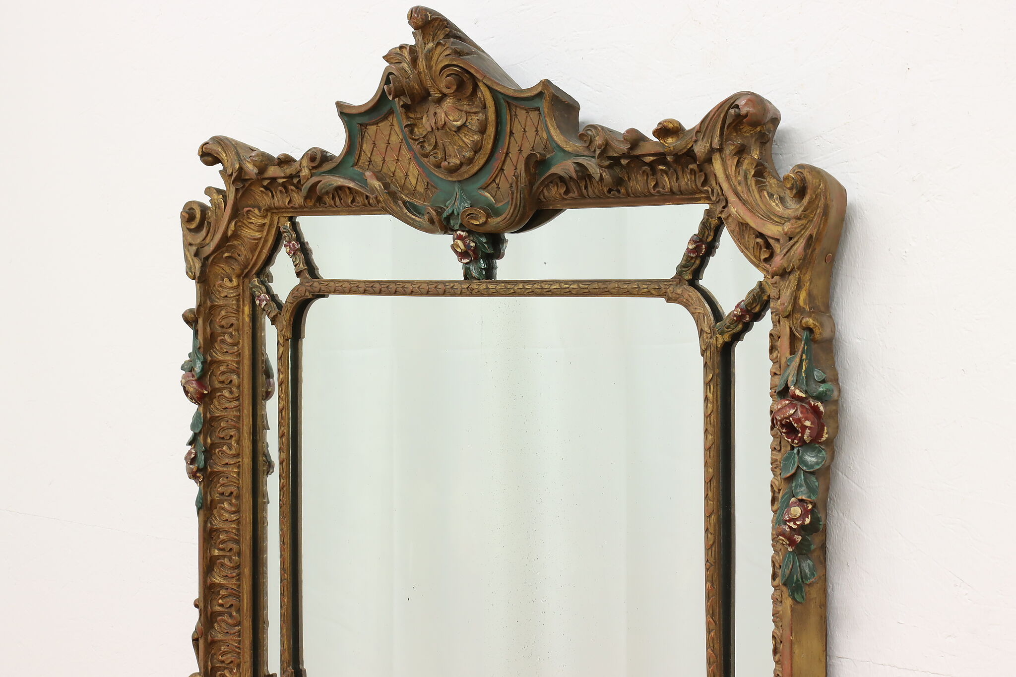 1920s English Victorian Hand Carved Small Mirror
