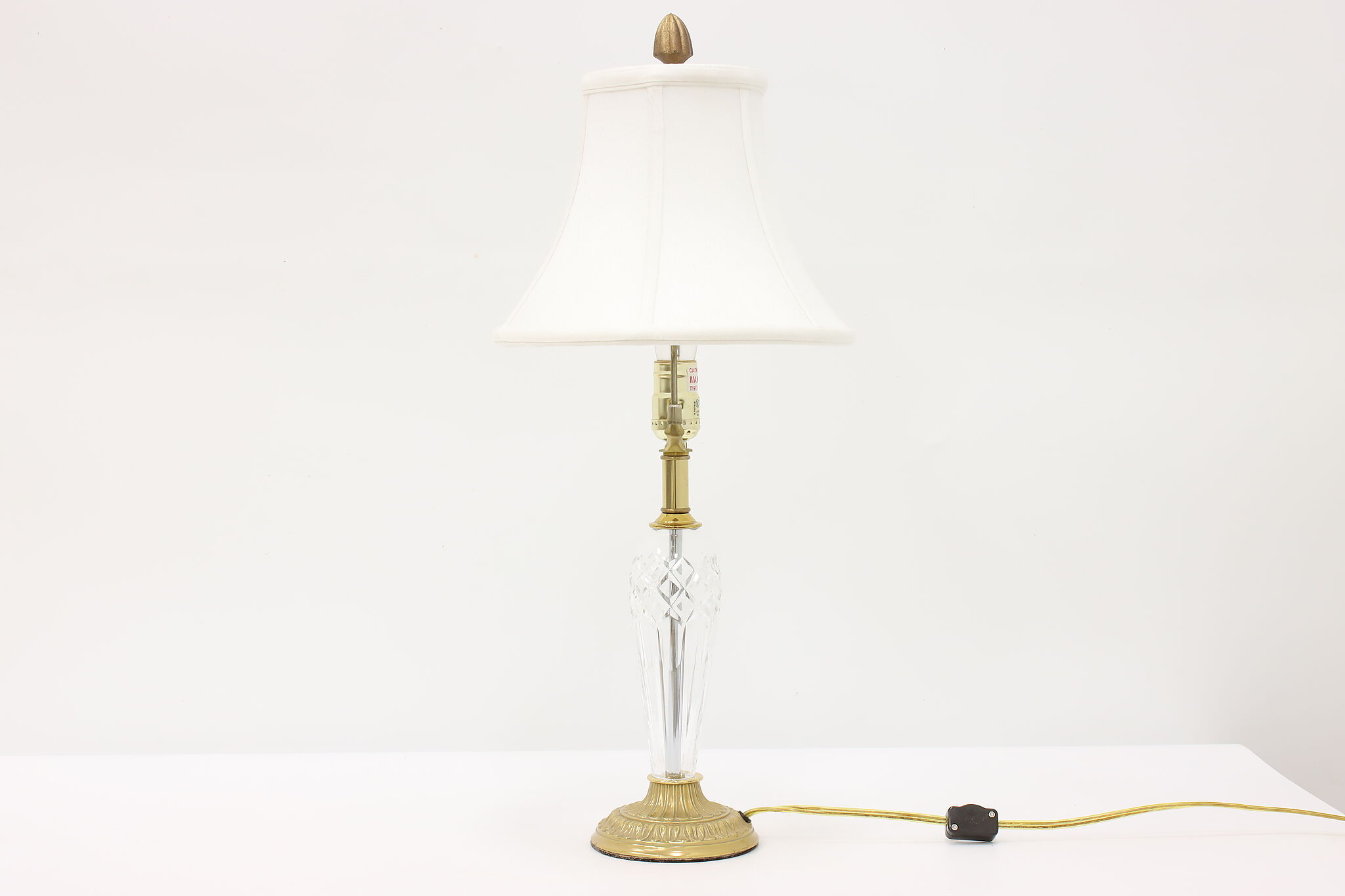 Waterford Lismore Small Crystal Lamp Brass Footed Boudoir Portable Lamp  Signed