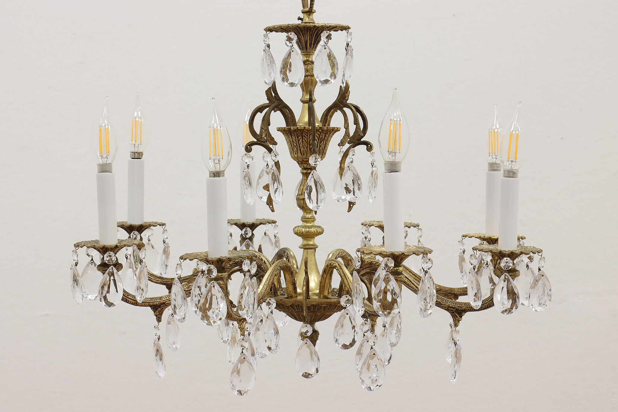 10 Arms Cast brass chandelier - Gold Lyre