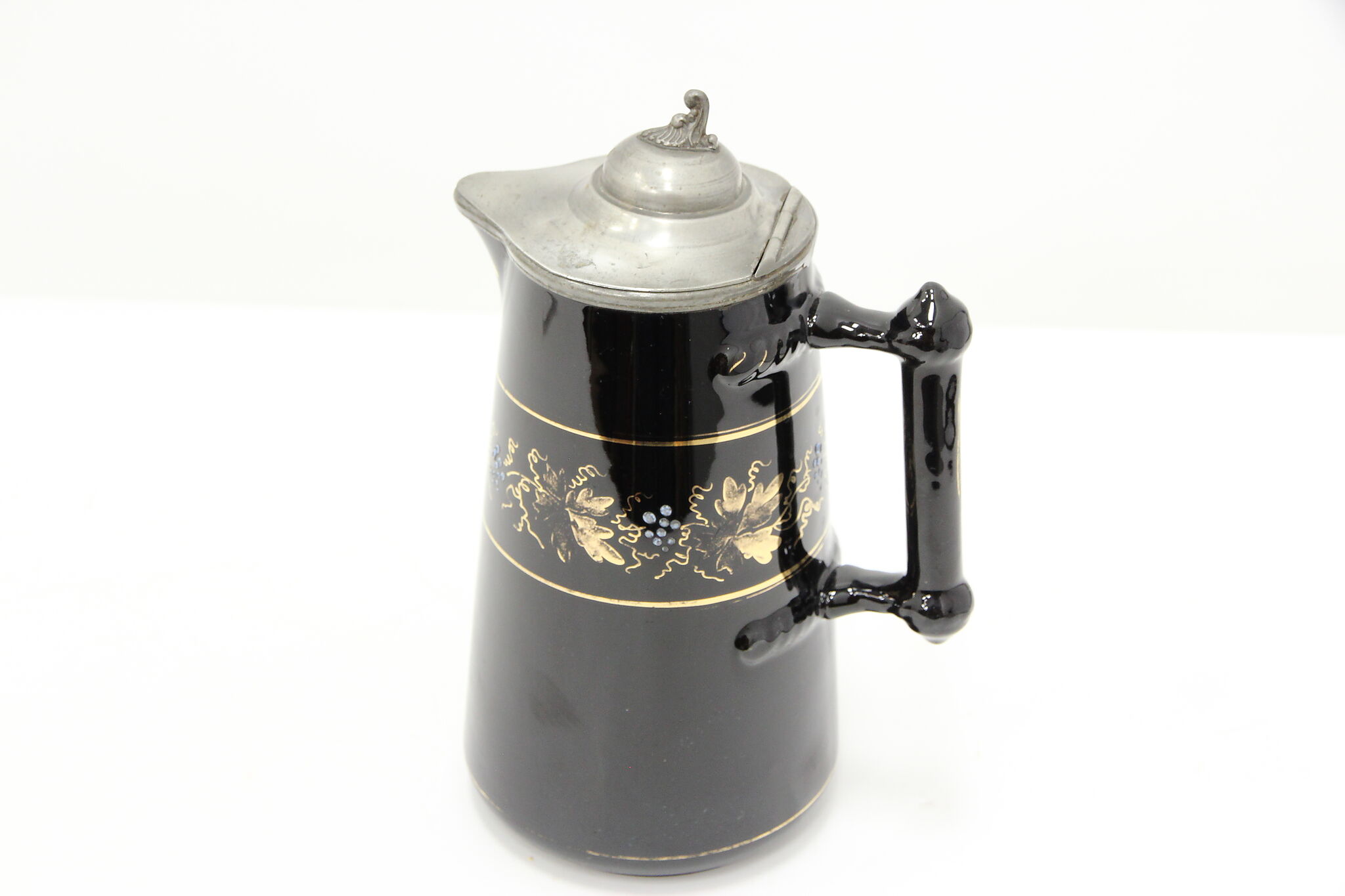 Antique Coffee Maker Jug Metal Enamel Vintage 1900 Deco Kitchen Coffee Tea  BAR