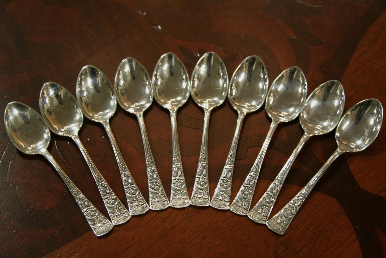 Set of 10 Sterling Silver Demitasse/Espresso Spoon