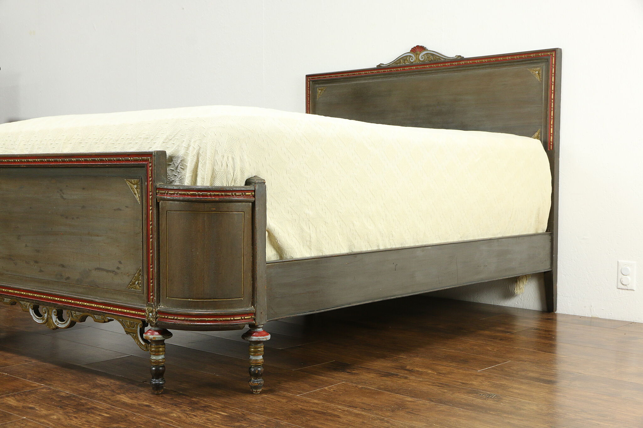 French Vintage Carved and Painted Louis XVI-style Queen Bed - Fireside  Antiques
