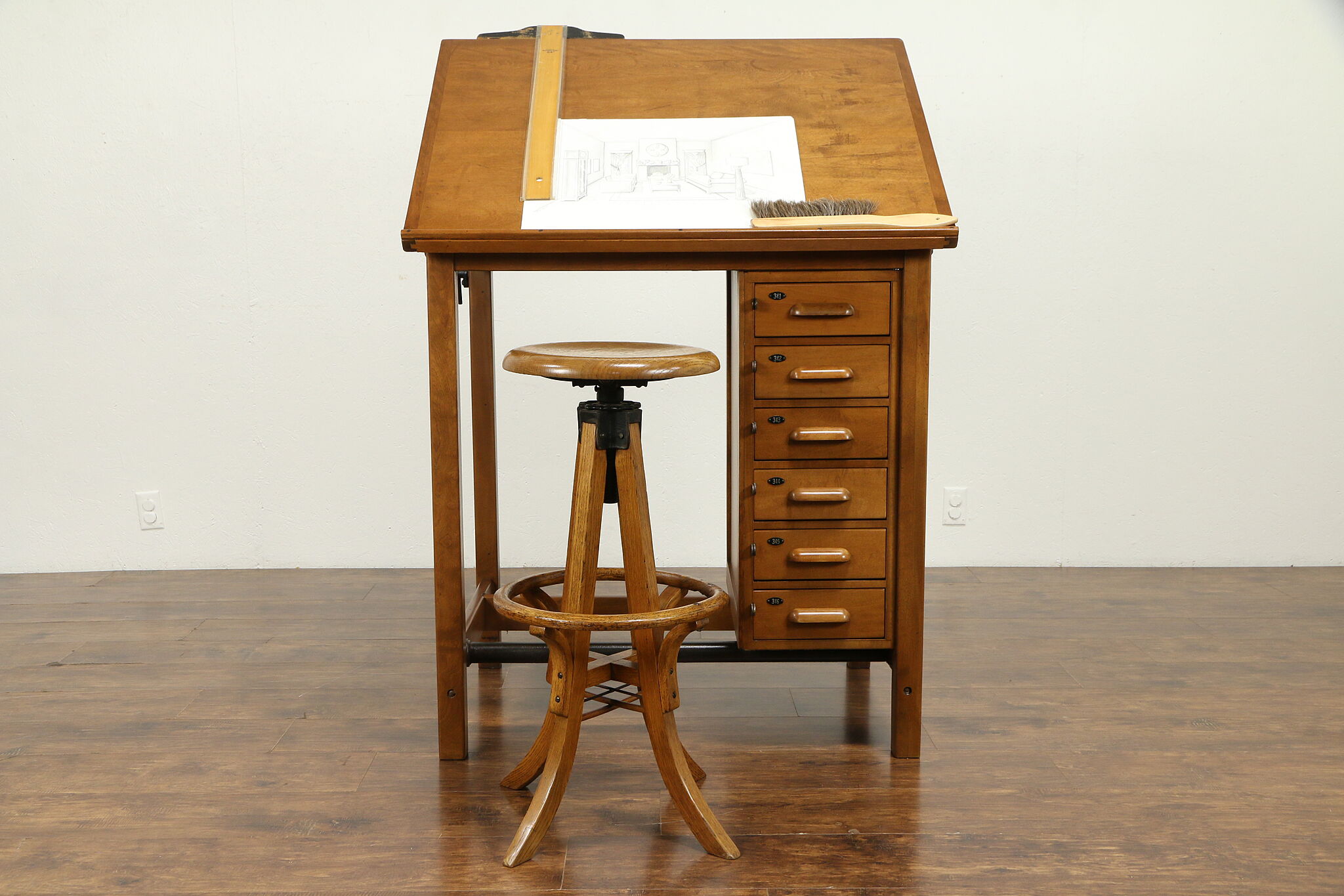 Drafting Table or Adjustable Vintage Artist Desk, Kitchen Island, Wine Table