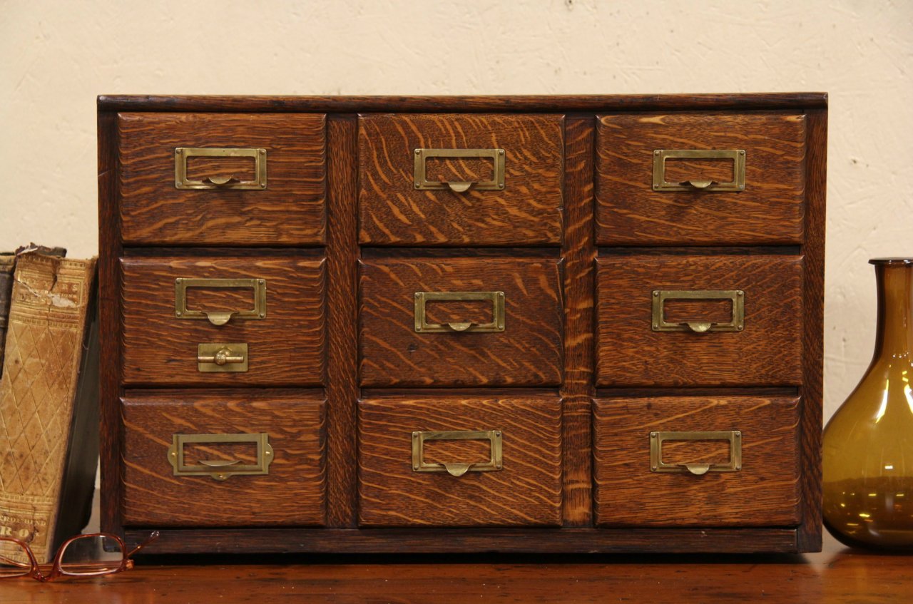 Oak 9 Drawer 1910 Antique Card File