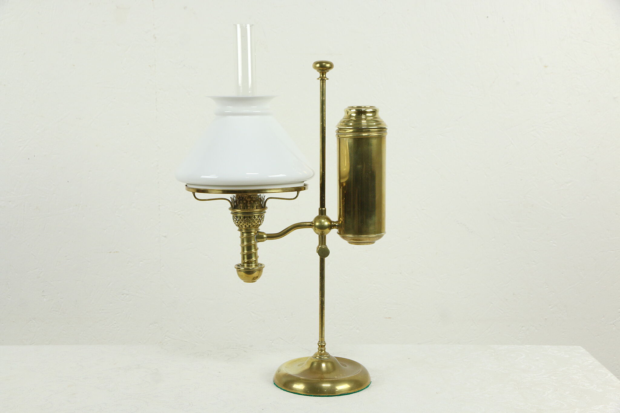 Antique milk glass hurricane lamps