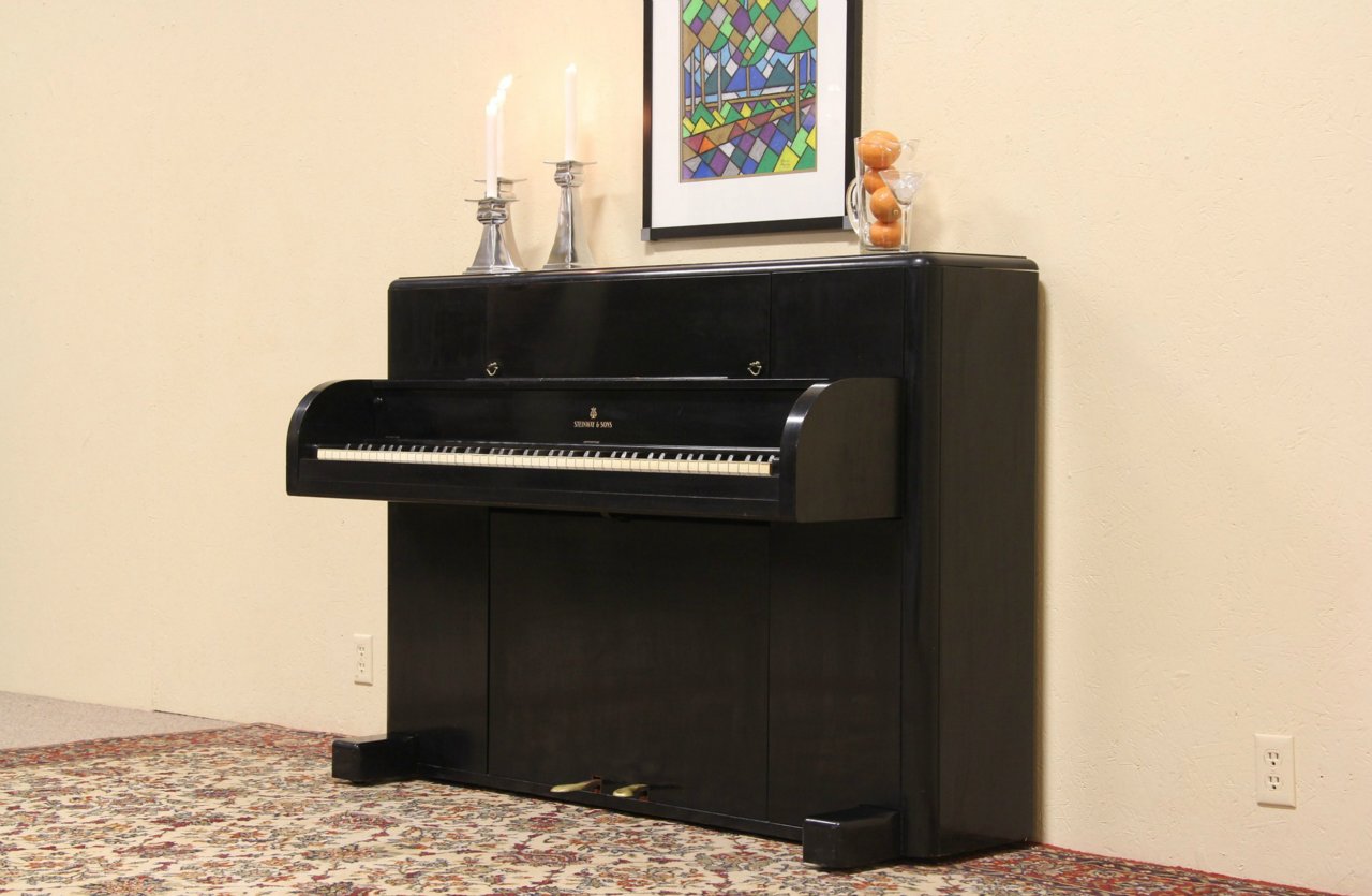 Steinway Art Deco 1946 Ebony Studio Piano