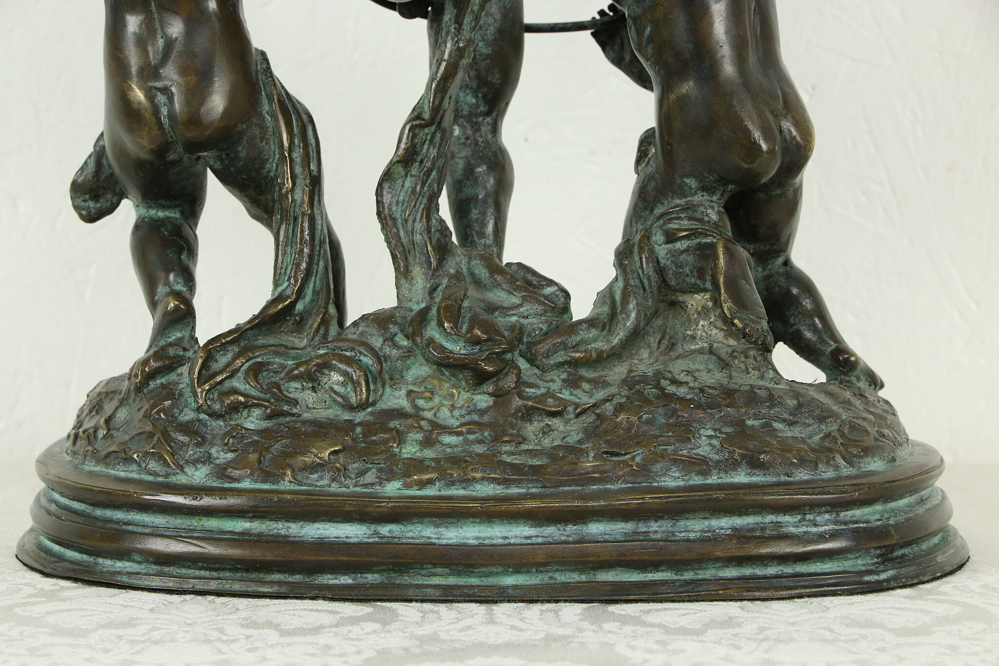 Bronze Sculpture Vintage Statue of 3 Children or Putti Maitland Smith