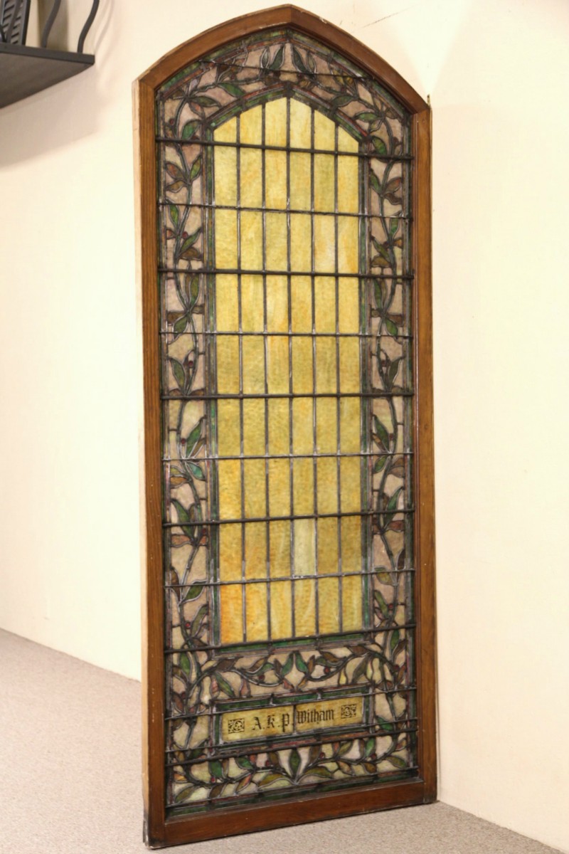 Leaded Stained Glass Window 1900 Antique Architectural Salvage