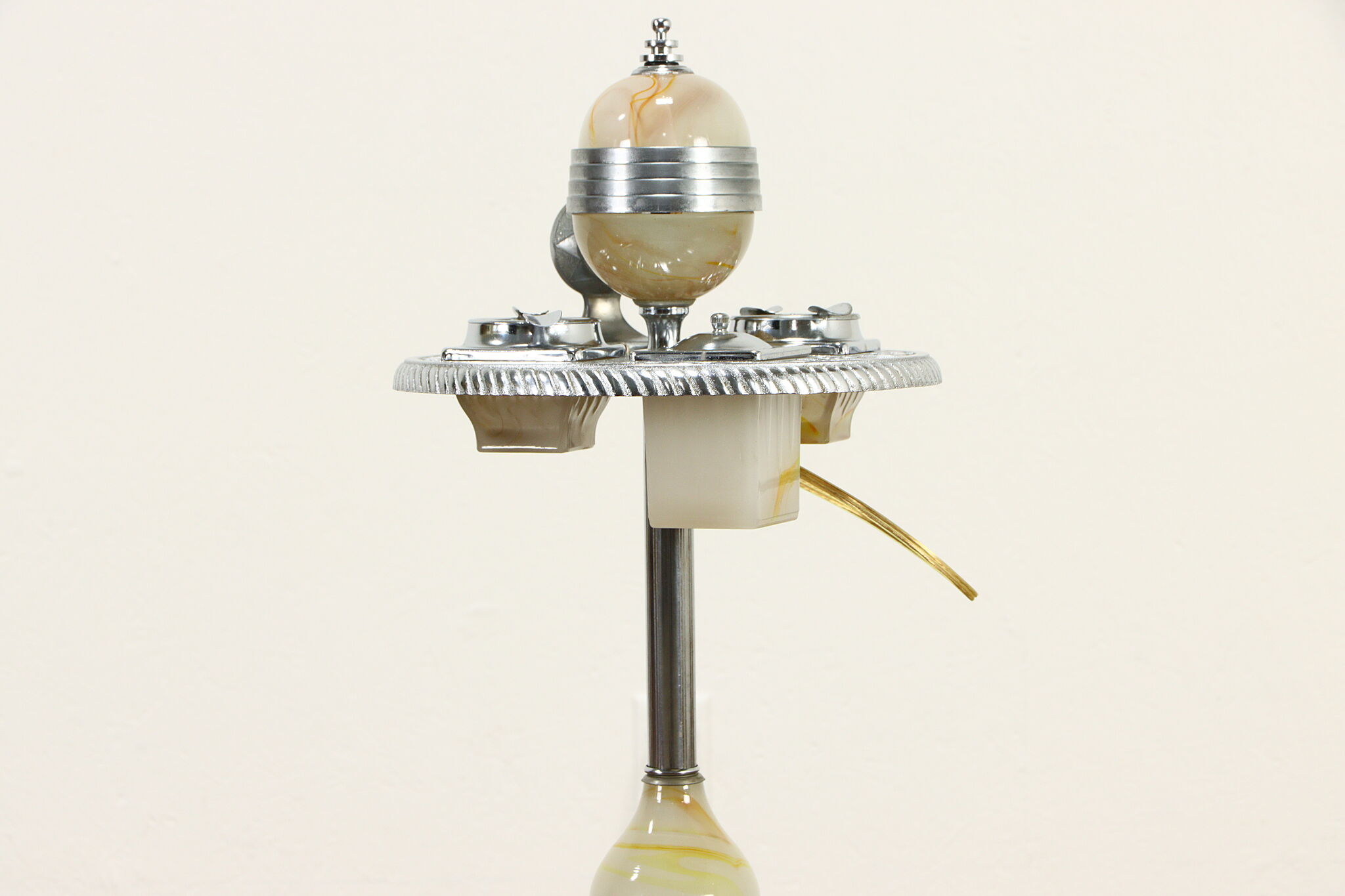 Art Deco Slag Glass Cigarette Lighter Holder - Object Decor - Ruby Lane