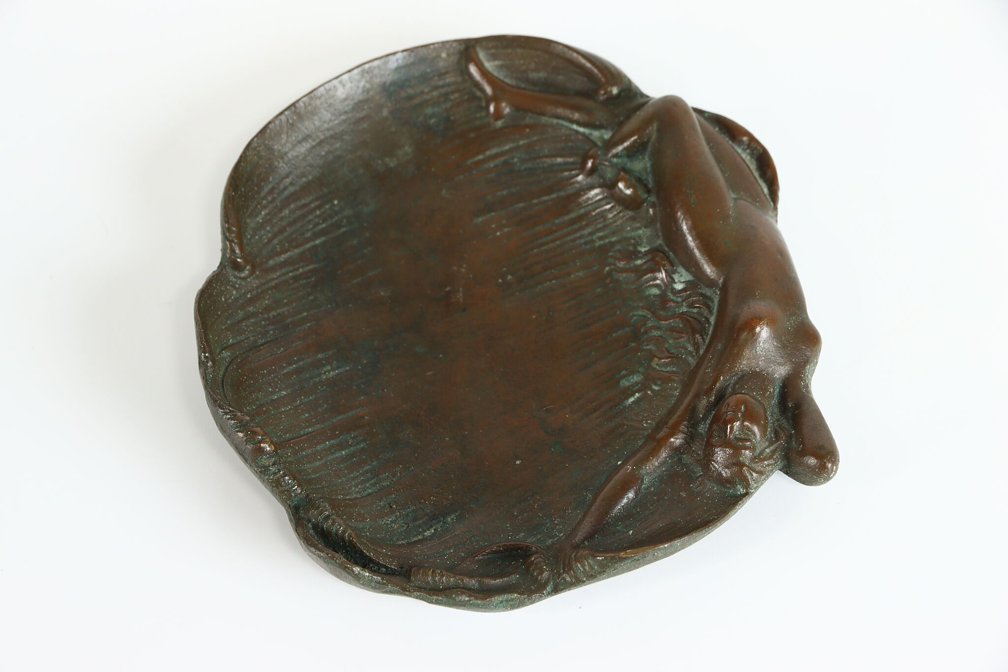 At Nouveau Antique Cast Bronze Trinket, Boudoir, Jewelry or Dresser Tray