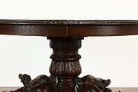 Black Forest Antique Oak Dining, Hall Or Breakfast Table, Game Sculptures