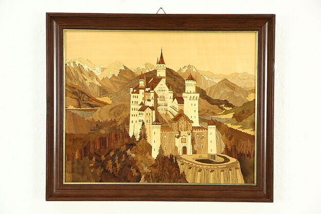 Marquetry Inlaid Vintage Picture of Neuschwanstein Castle in Bavaria ...