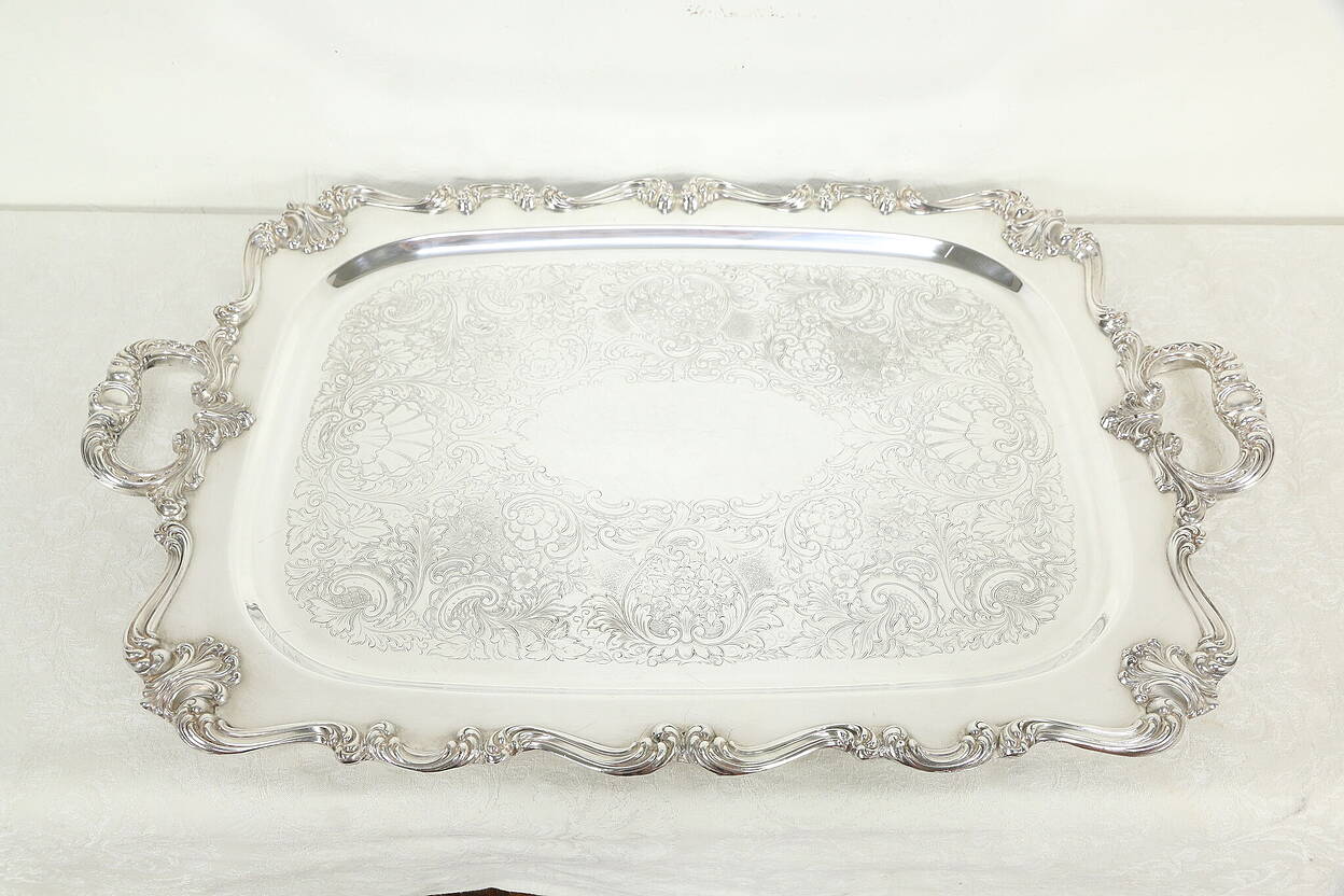 Silverplate Vintage Engraved 27 1/2