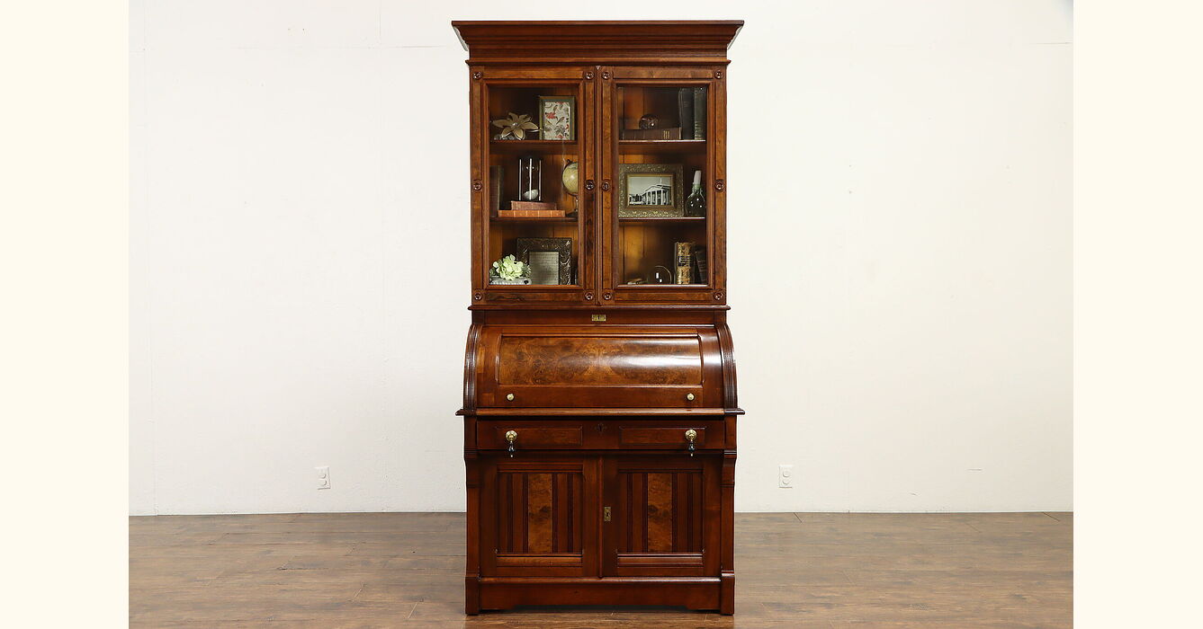 blue writing desk with drawers