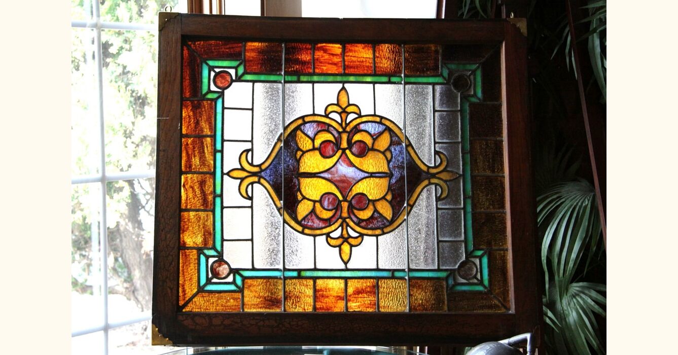 Victorian 1890 S Stained Leaded Glass Window