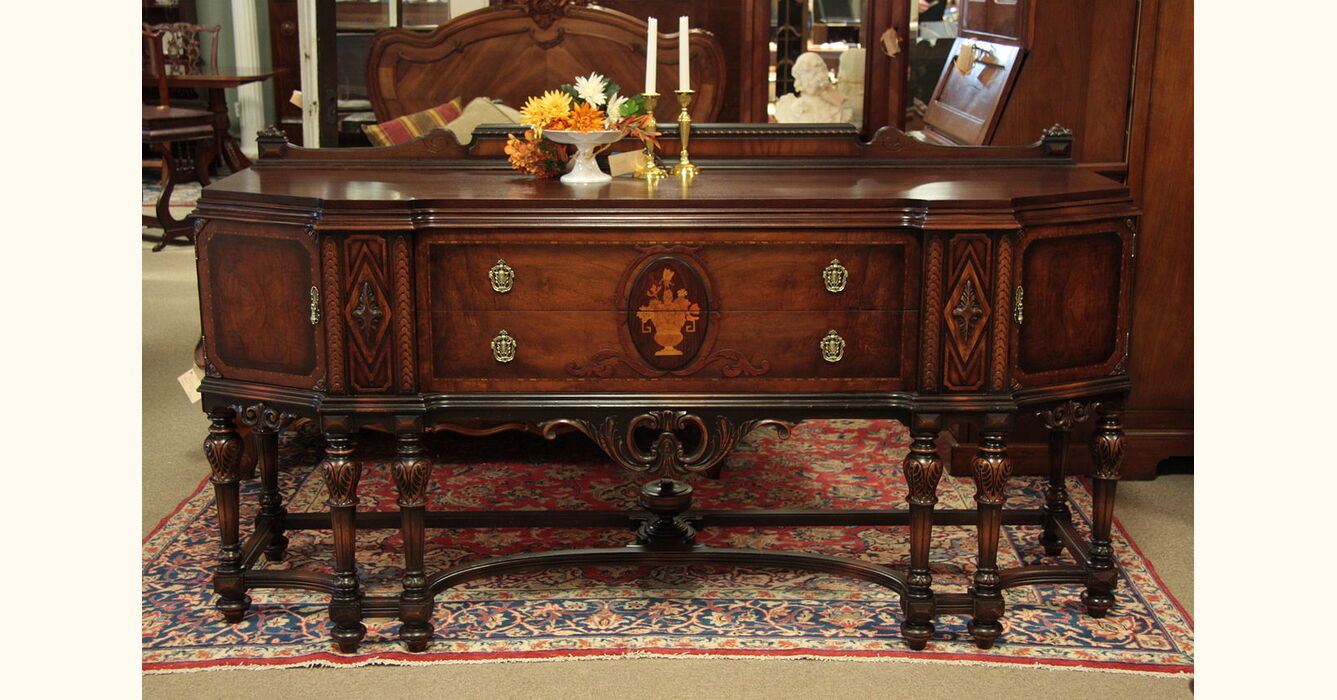 Sideboard Buffet English Tudor with Inlaid Marquetry