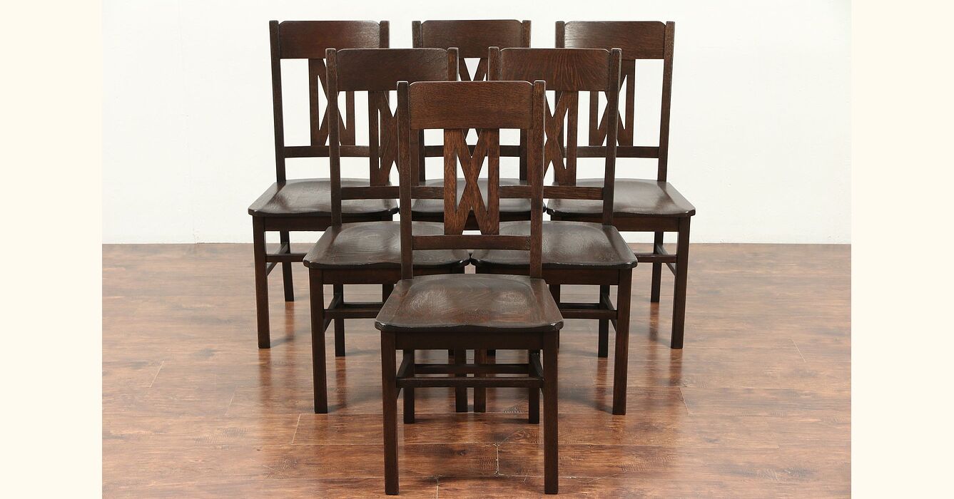 oak arts and crafts dining chairs