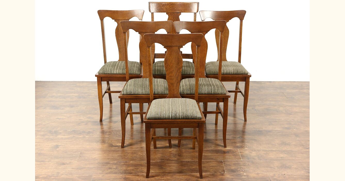 set of 6 antique oak dining chairs