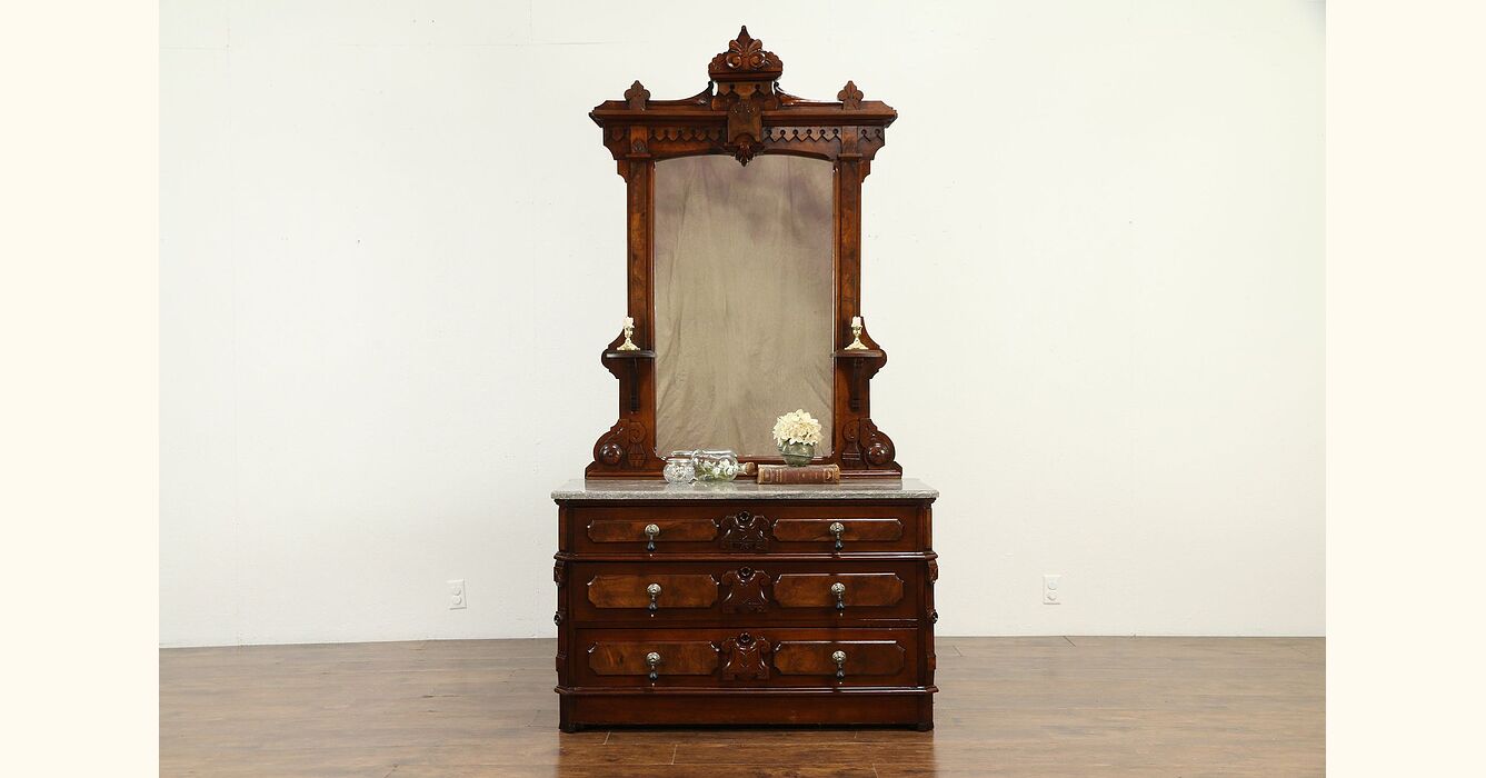 walnut victorian dresser